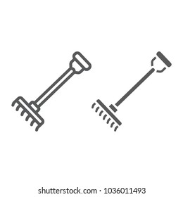 Rake line and glyph icon, farming and agriculture, garden tool sign vector graphics, a linear pattern on a white background, eps 10.