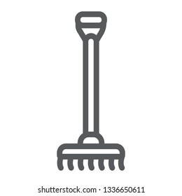 Rake line icon, agriculture and garden, instrument sign, vector graphics, a linear pattern on a white background, eps 10.
