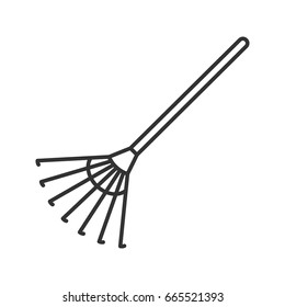 Rake linear icon. Garden tools. Autumn work contour symbol. Lawn tool thin line illustration. Vector isolated outline drawing