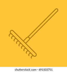 Rake linear icon. Thin line outline symbols on color background. Vector illustration