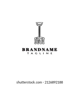 diseño de icono de caricatura de logotipo de rake ilustración aislada moderna negra