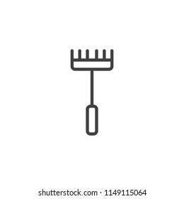 Rake outline icon. linear style sign for mobile concept and web design. Soil cultivating simple line vector icon. Symbol, logo illustration. Pixel perfect vector graphics