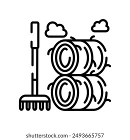 Rake Outline Icon, Vector illustration