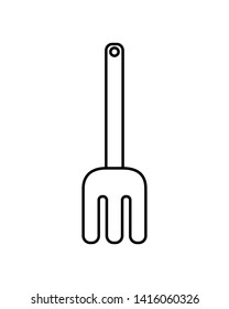 rake to play on the beach on white background