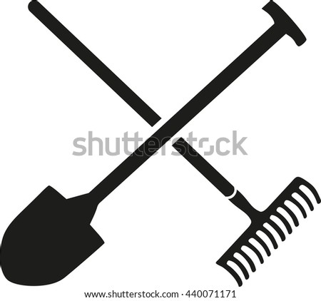 Rake with shovel crossed