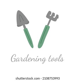 Rake, shovel for gardening. set of gardening tools vector illustration