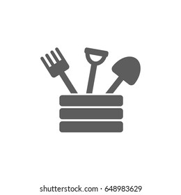 Rake and shovel icon in trendy flat style isolated on white background. Symbol for your web site design, logo, app, UI. Vector illustration, EPS