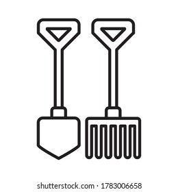 rake and shovel line style icon design, agronomy lifestyle agriculture harvest rural farming and country theme Vector illustration