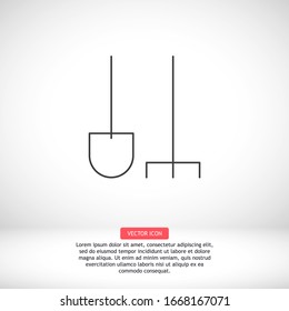 rake shovel vector screen vector, balance, measurement icon line linear style on the background. Best icon 10 eps illustration