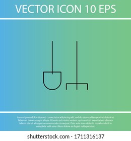rake shovel vector screen  vector, balance, measurement  icon line linear style on the background. Best icon 10 eps illustration 