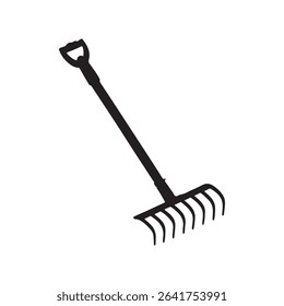 Rake silhouette vector icon isolated on white background