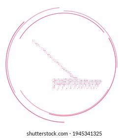 The rake symbol filled with pink dots. Pointillism style. Vector illustration on white background