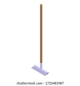 Rake tool icon. Isometric of rake tool vector icon for web design isolated on white background