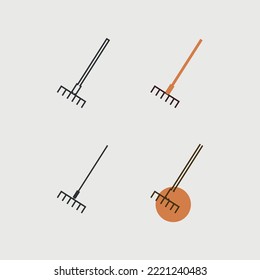 rake tool vector icon autumn leaves clean
