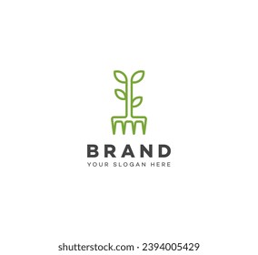 Rake tree, Rake logo design template elements. Vector illustration. New Modern logo.