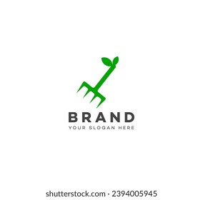 Rake tree, Rake logo design template elements. Vector illustration. New Modern logo.