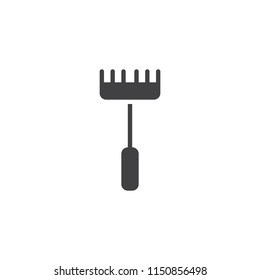 Rake vector icon. filled flat sign for mobile concept and web design. Soil cultivating simple solid icon. Symbol, logo illustration. Pixel perfect vector graphics