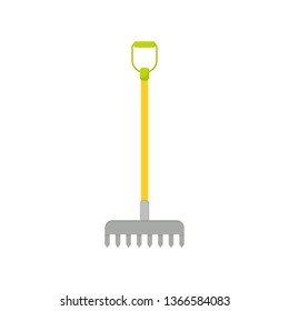 Rake vector icon isolated on white background. Garden tool in cartoon style