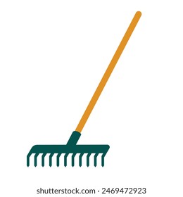 Rake vector icon isolated on white background. Simple flat illustration of house keeping work tool.