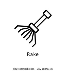 Rake vector outline Icon style illustration. Symbol on White background EPS 10 File