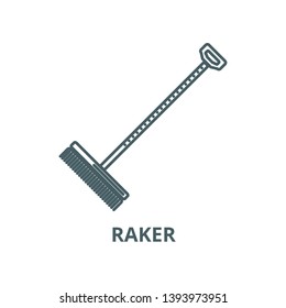 Rake,raker vector line icon, linear concept, outline sign, symbol