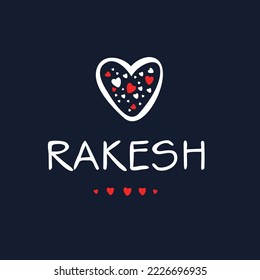 Rakesh Calligraphy male name, Vector illustration.