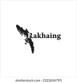 Rakhaing map and black lettering design on white background