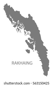 Rakhaing Myanmar Map in grey
