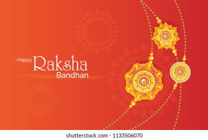 Rakhi Festival Background Design with Creative Rakhi Illustration - Indian Religious Festival Raksha Bandhan Background Vector Illustration