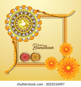 Rakhi Festival Background Design with Creative Rakhi Illustration - Indian Religious Festival Raksha Bandhan Background Vector Illustration