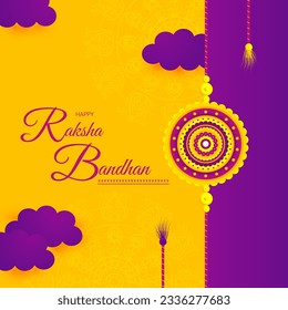 Rakhi Festival Background Design with Creative Rakhi and Colorful Illustration - Indian Religious Festival Raksha Bandhan Background Vector Illustration