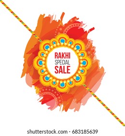 Rakhi Festival Sale Template Design with Watercolor Background