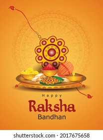 rakhi pooja thali for happy Raksha Bandhan. vector illustration.	
