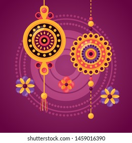 rakhis raksha bandhan flowers decoration vector illustration