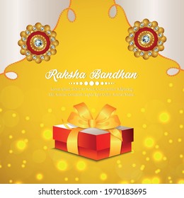 Rakhsha bandhan celebration greeting card with vector illustration and gifts