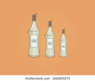 Raki, Turkish Drink, Raki Vector Draw 
