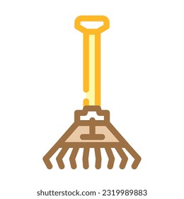 raking leaves autumn season color icon vector. raking leaves autumn season sign. isolated symbol illustration