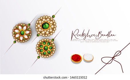 Raksha Bandhan banner or poster design with Creative Rakhi Illustration Indian Festival 