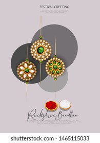 Raksha Bandhan banner or poster design with Creative Rakhi Illustration Indian Festival 