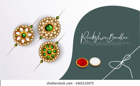 Raksha Bandhan banner or poster design with Creative Rakhi Illustration Indian Festival 