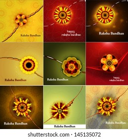 Raksha bandhan beautiful celebration 9 collection presentation colorful background illustration