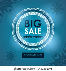 raksha bandhan big sale and discounts advertising poster with indian mandala emblems vector illustration graphic design