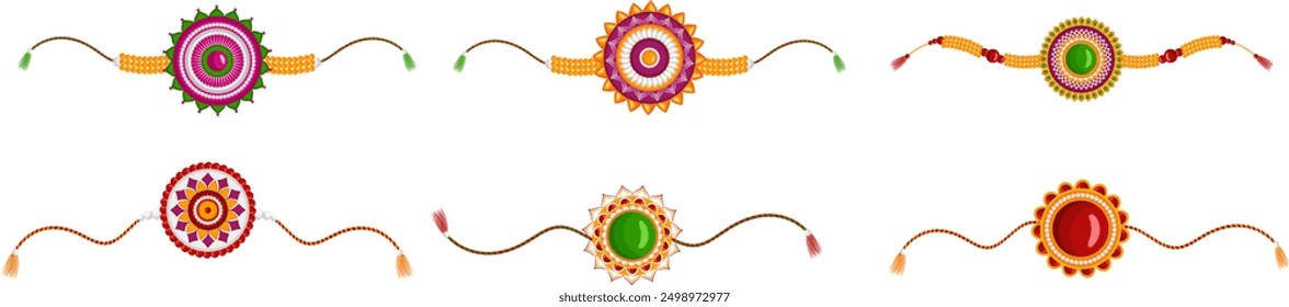 Raksha Bandhan Paquete de Rakhi para la celebración de Rakhi, múltiple colorido
Conjunto de Rakhi, indio Raksha Bandhan, aislado en el uso de fondo azul para la publicación de redes sociales, Anuncio, póster, tarjeta de felicitación