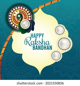 Raksha bandhan celebration banner with realistic gifts and rakhi