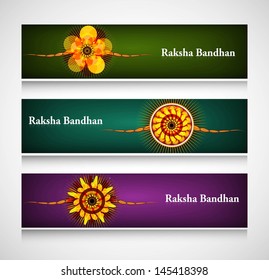 Raksha Bandhan celebration bright colorful headers or banners vector