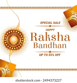 Raksha Bandhan Creative Illustration with up to 55% off. Rakhi Sale Banner. Vector Illustration.