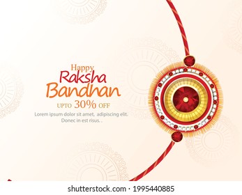 Raksha Bandhan with Creative Rakhi Illustration, Background, Template Design  