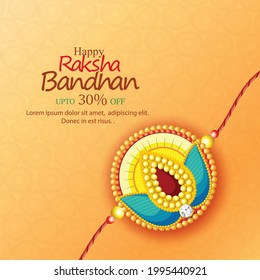 Raksha Bandhan with Creative Rakhi Illustration, Background, Template Design  