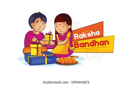 Raksha Bandhan con creativo Rakhi Ilustración Hermano y el fondo del Festival de Hermanas