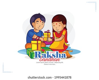 Raksha Bandhan con creativo Rakhi Ilustración Hermano y el fondo del Festival de Hermanas